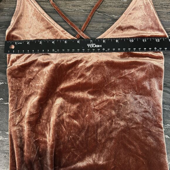 Forever 21 Womens Velvet Dress Small Orange Side Split Strappy Event Party - Picture 4 of 8